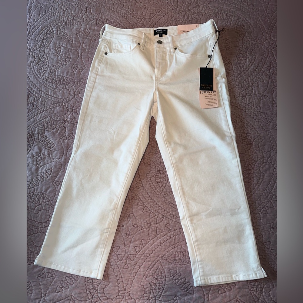 NYDJ White Straight Leg Jeans Capri